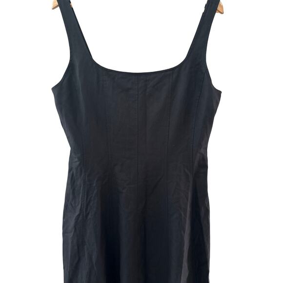 Madewell Plus Seamed Square-Neck Midi Dress Smocked Back Black Pockets Size 14 - Picture 9 of 13
